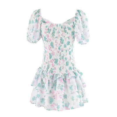 Fioby - Florales Rüschen-Minikleid mit Puffärmeln