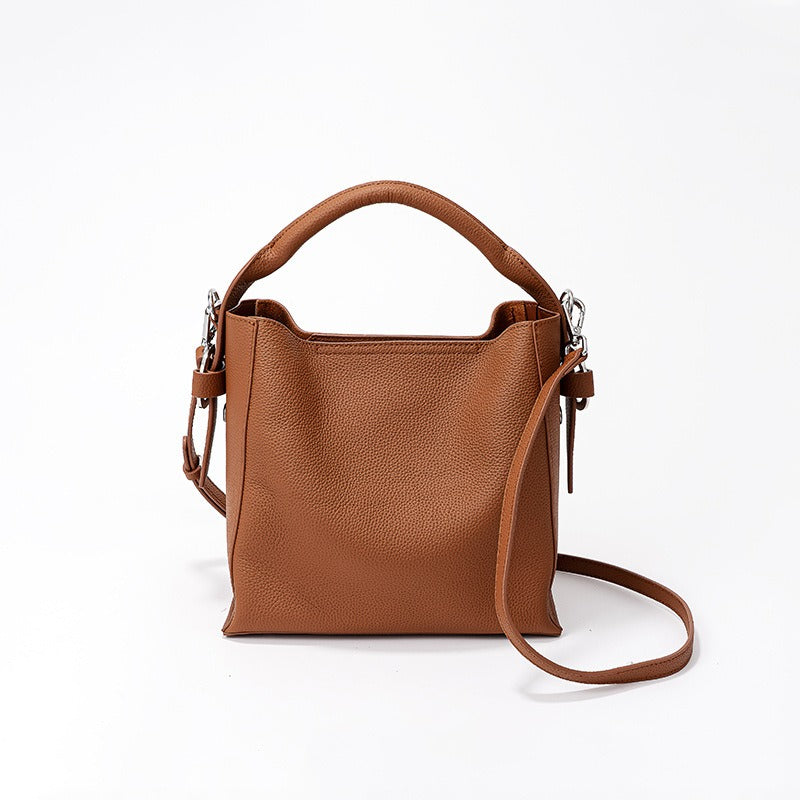 Echtes Leder Damen Eimertasche strukturiertes Design - Hellblau