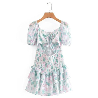 Fioby - Florales Rüschen-Minikleid mit Puffärmeln
