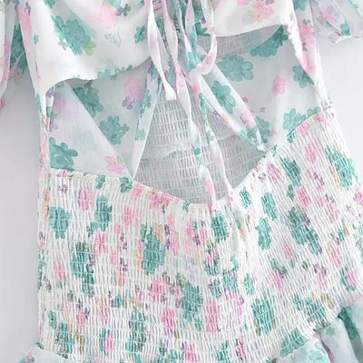 Fioby - Florales Rüschen-Minikleid mit Puffärmeln