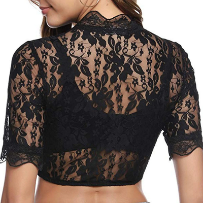 Dirndlbluse Damen Spitze V-Ausschnitt Kurzarm - Liesel