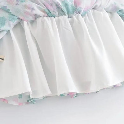 Fioby - Florales Rüschen-Minikleid mit Puffärmeln