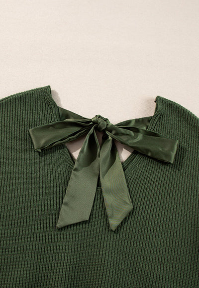 Blanche - Langärmeliger Pullover mit V-Ausschnitt und Rückenverknüpfung