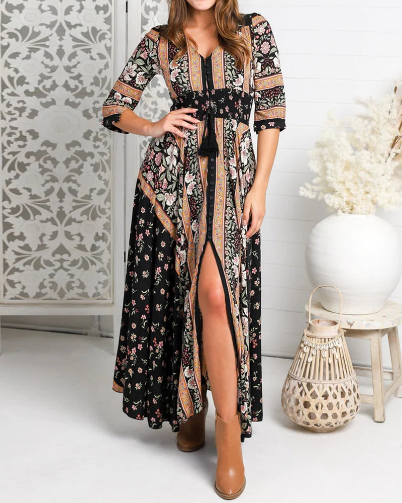 Beatrix - Kleid mit elegantem Retro-Stil und Blumen