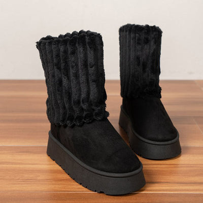 Damen-Winterstiefel mit geripptem Schaft aus Fell - Romina