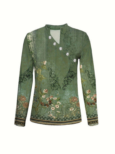Xenia - T-Shirt mit Blumenmuster und asymmetrischem Ausschnitt