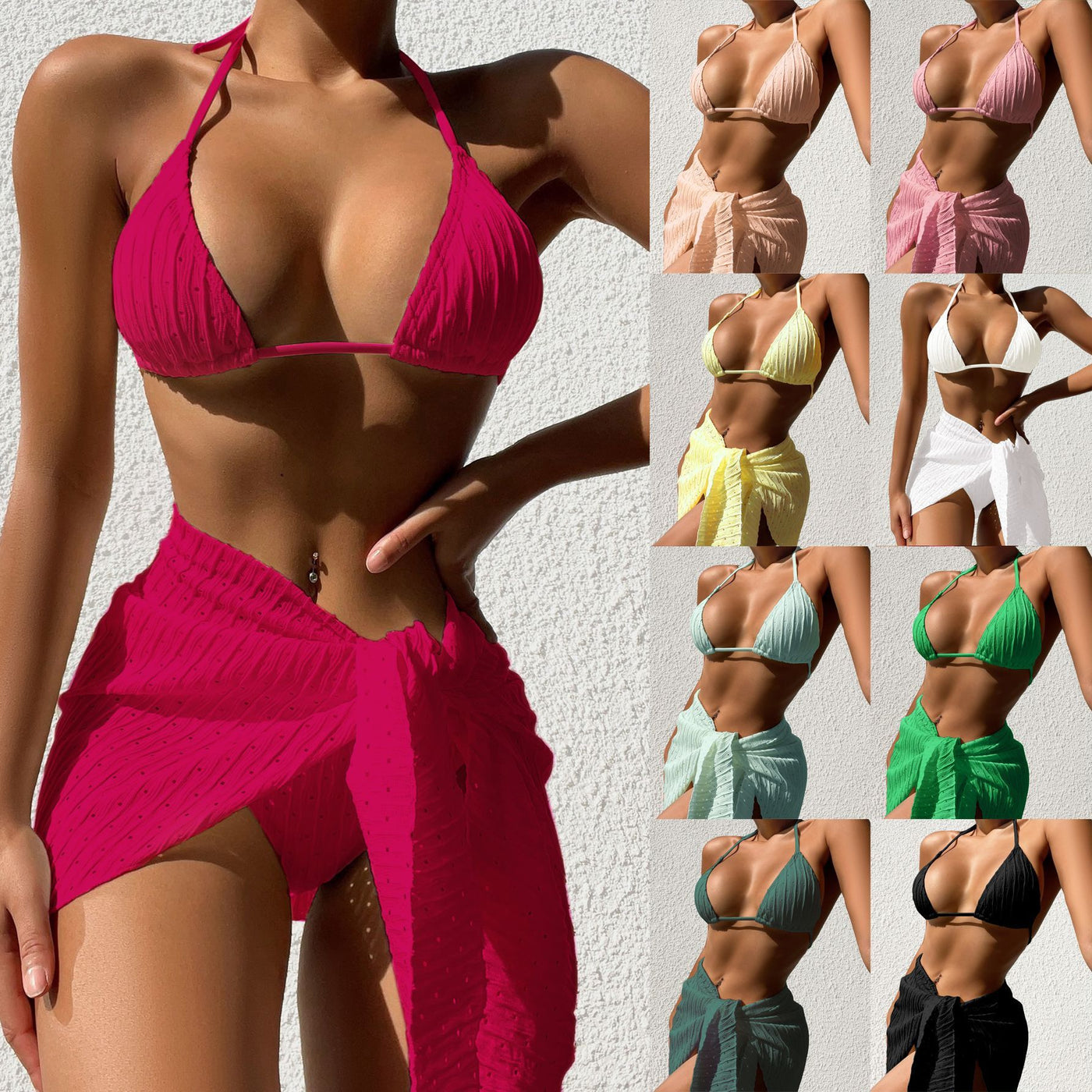 Neckholder Badeanzug Set Strand solide Farbe Sexy Backless Bikini
