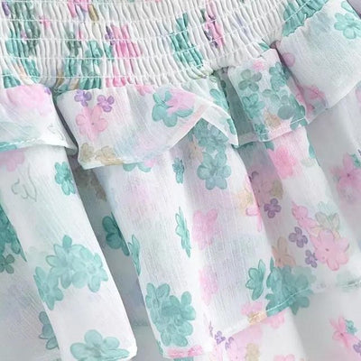 Fioby - Florales Rüschen-Minikleid mit Puffärmeln