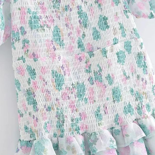 Fioby - Florales Rüschen-Minikleid mit Puffärmeln