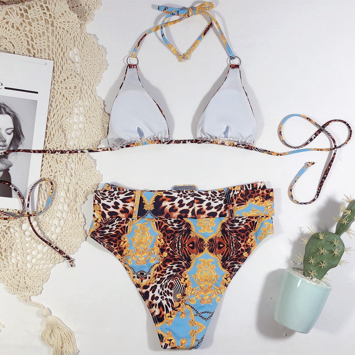 Körperschmeichelnd Bedruckter Neckholder-Bikini