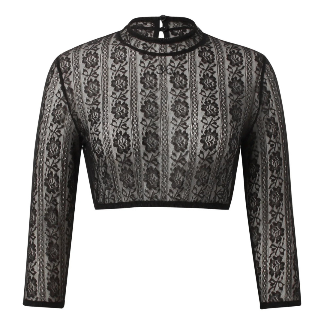 Dirndlbluse Damen Spitze Halbtransparent Festlich - Helene