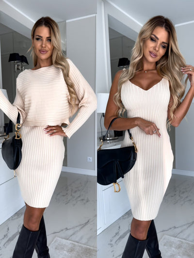 Margo - Set aus gestricktem Pullover und Cami-Kleid