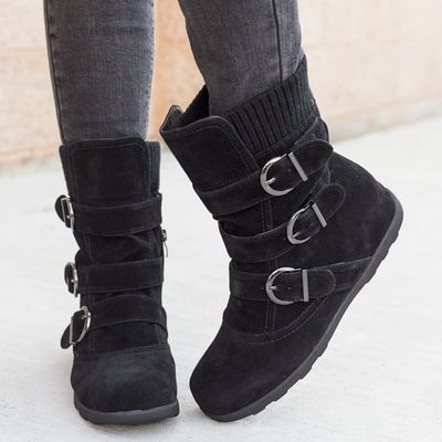 Freizeitstiefel für Damen mit Schnallen und Wildlederdetails - Amelie
