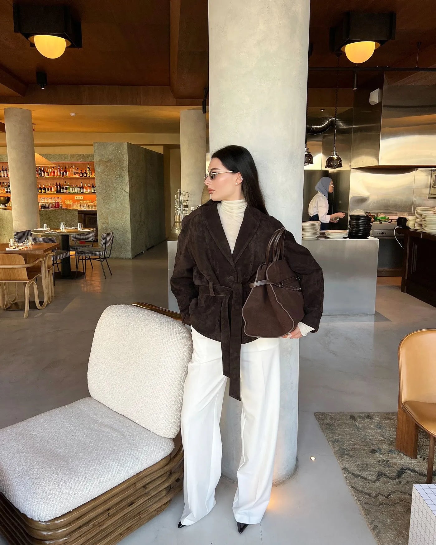 Retro-Wildlederjacke mit langen Ärmeln - Valentina