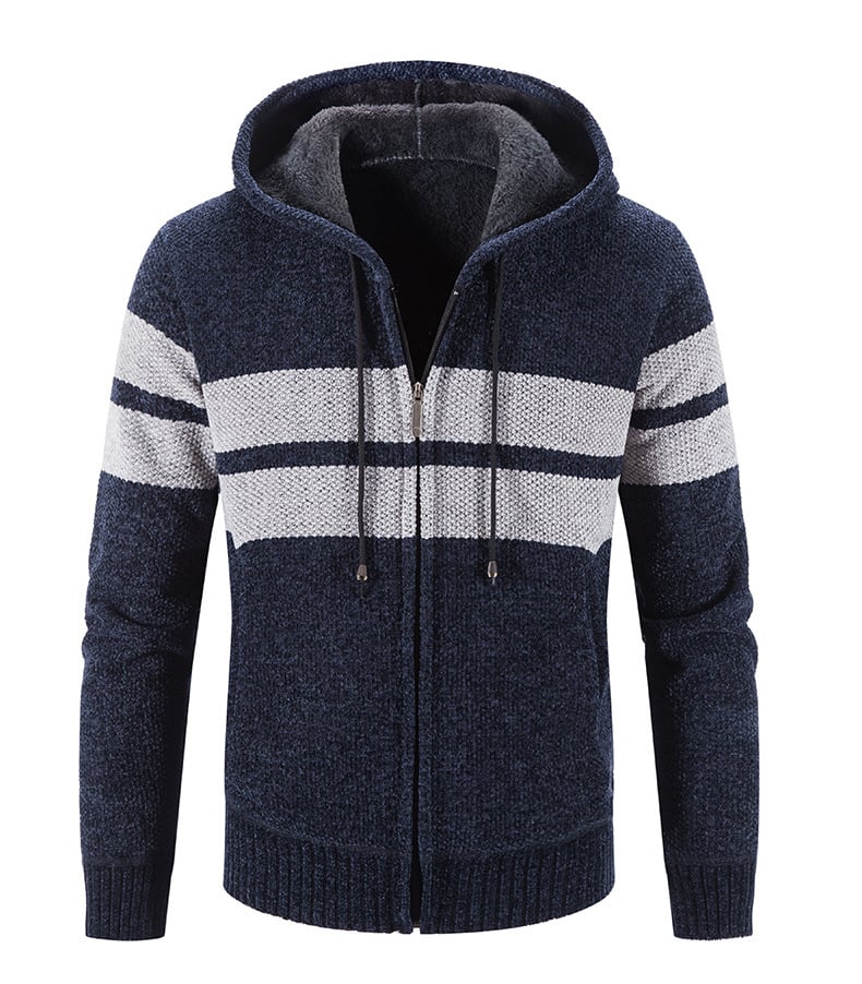 Herrenstrickjacke mit Kapuze und Thermofutter - Tobias