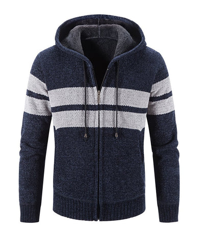 Herrenstrickjacke mit Kapuze und Thermofutter - Tobias