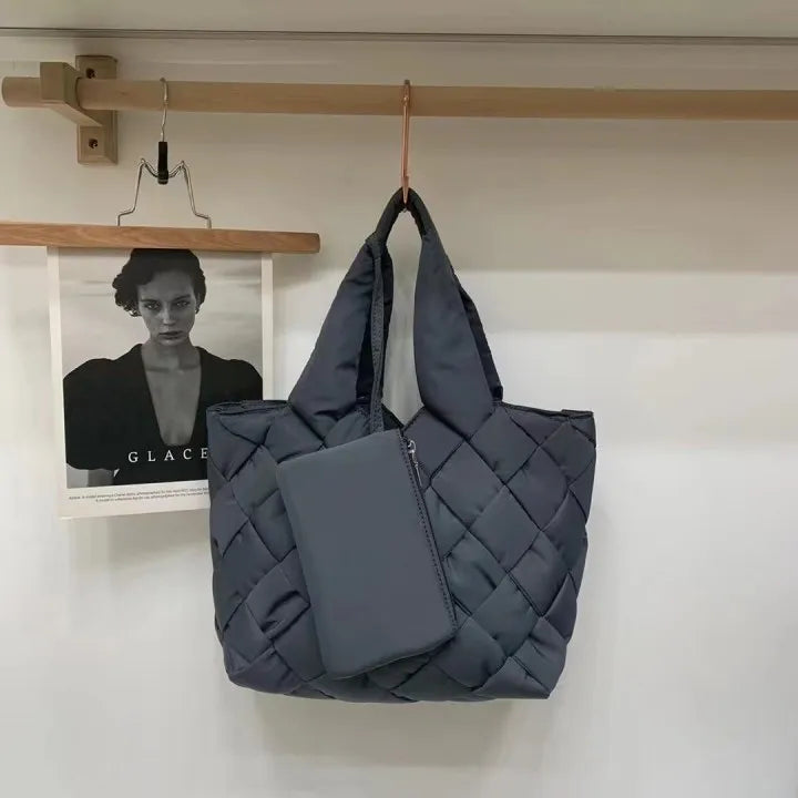 Gesteppte Damen-Shopper-Tasche aus Canvas - Sara