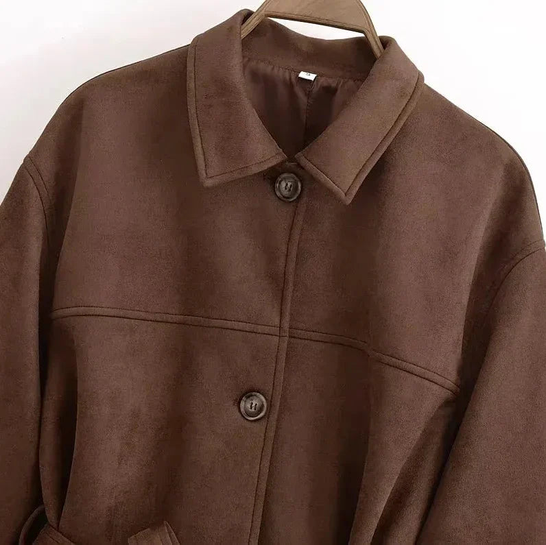 Damenjacke aus Wildleder mit Gürtel - Avelise