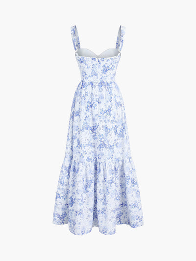 Clarise - Langes Kleid mit Reißverschlüssen und Blumentaschen