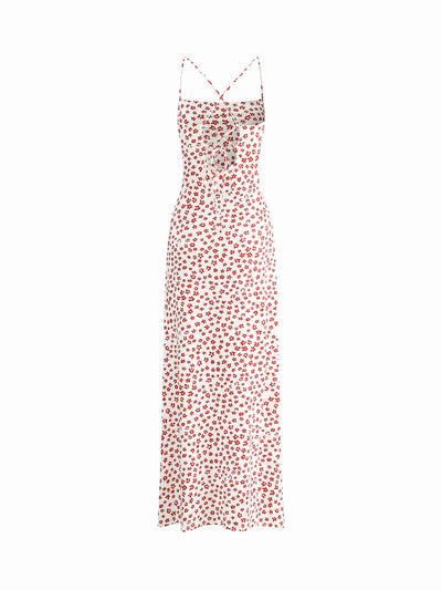 Lenay - Trägerkleid mit Blumendruck, überkreuzt, langes Sonnenkleid