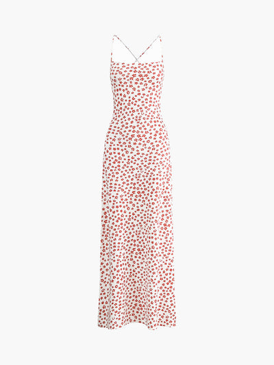 Lenay - Trägerkleid mit Blumendruck, überkreuzt, langes Sonnenkleid