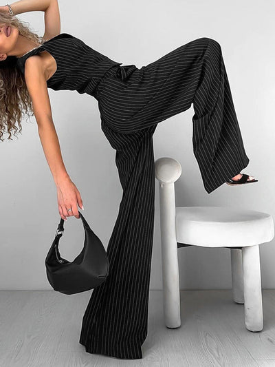 Tamara - Entspanntes gestreiftes Anzug-Hosen-Set