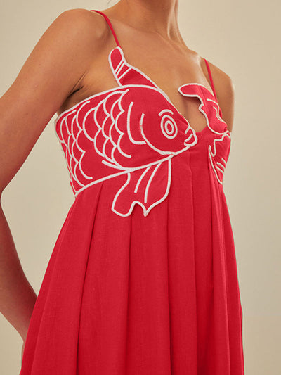 Scarlett - Besticktes halbdurchsichtiges Fischkleid
