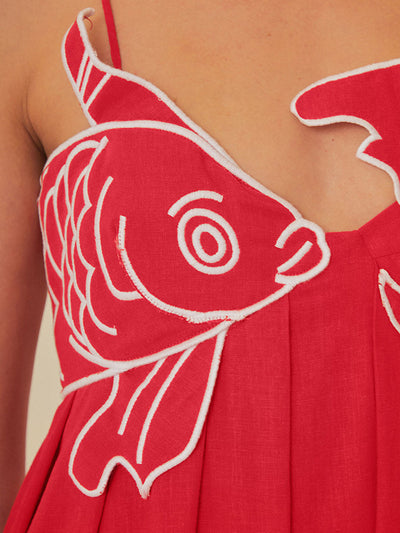 Scarlett - Besticktes halbdurchsichtiges Fischkleid
