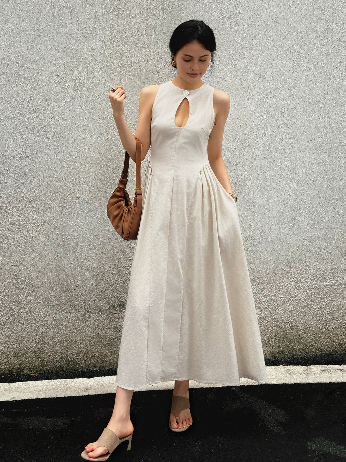 Hilary - Bohemio Langes Kleid mit Ausschnitt
