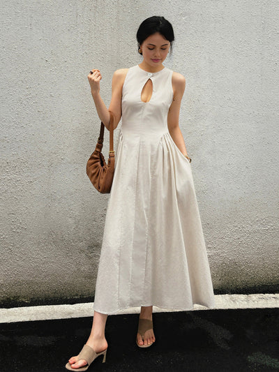 Hilary - Bohemio Langes Kleid mit Ausschnitt