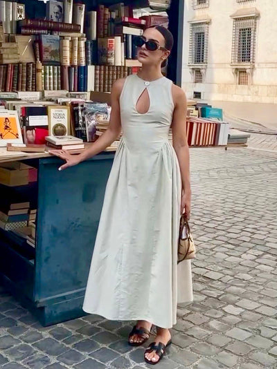 Hilary - Bohemio Langes Kleid mit Ausschnitt