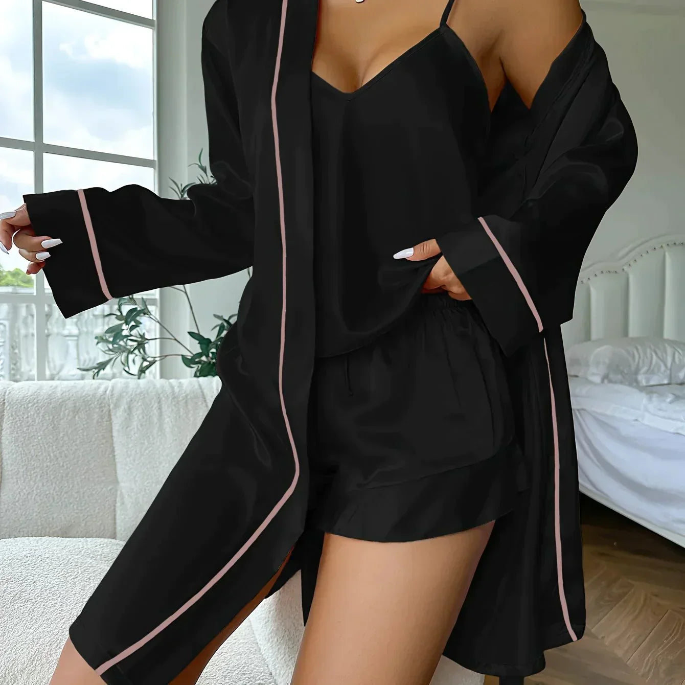 Luisa - 3-teiliges Satin Pyjama Set für Damen