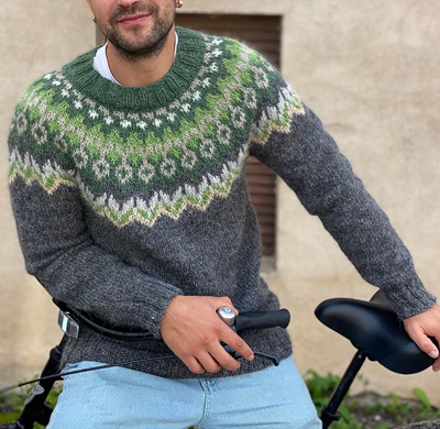 Silas - Vintage Strick-Jacquard-Pullover mit Rundhalsausschnitt