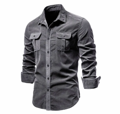 LUKAS - Elegantes Cord Hemd mit Kragen