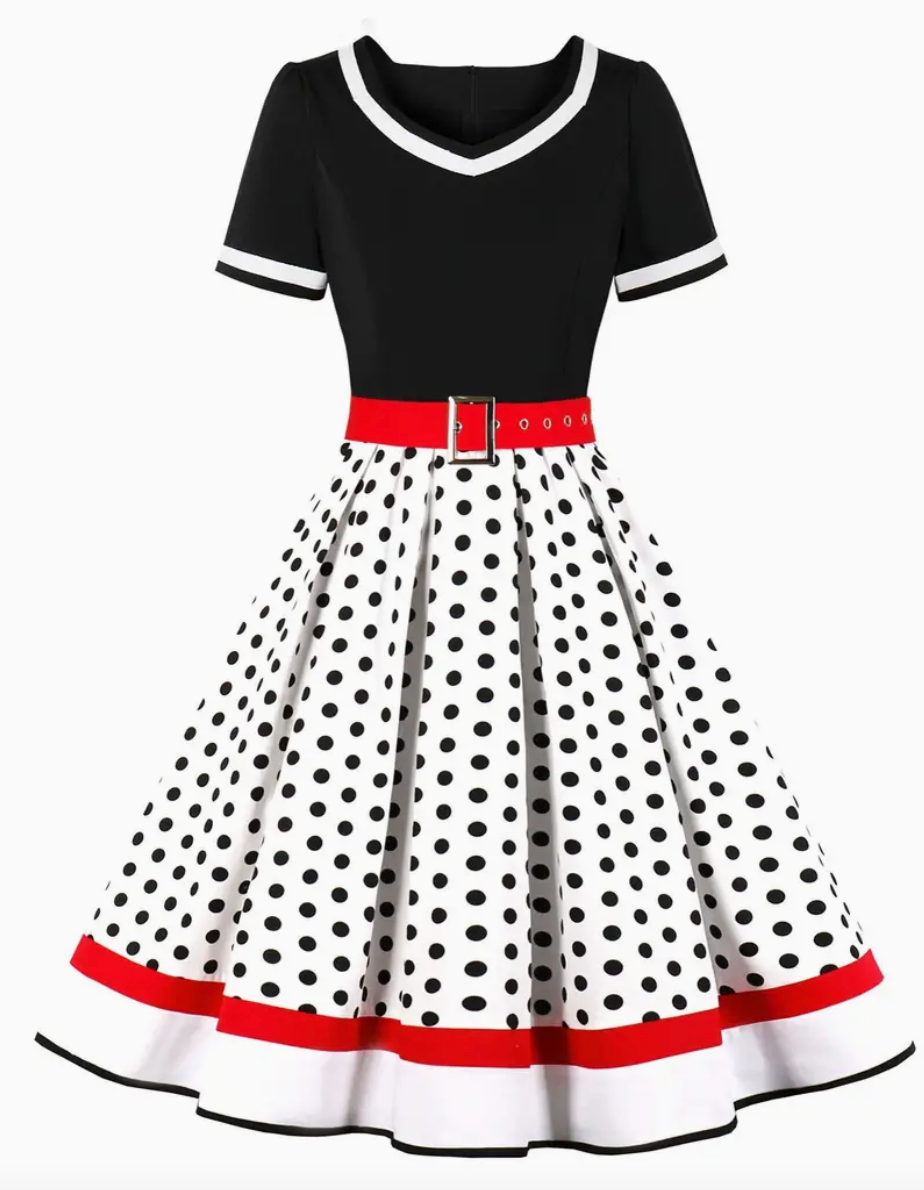 ANJA  - Elegante vintage Polka Kleid fur den Fruhling/ Sommer