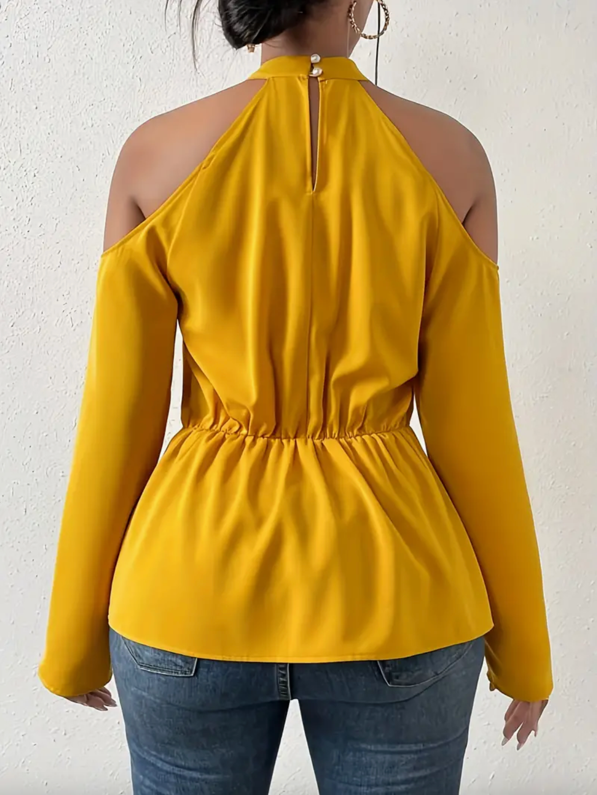 Dear - Coole Schulter Stehkragenbluse