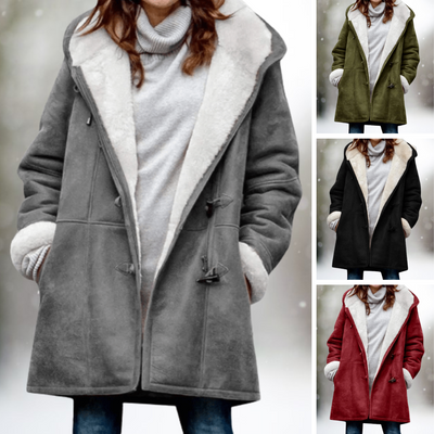 Vania Fleece Wildlederjacke mit halblanger Kapuze