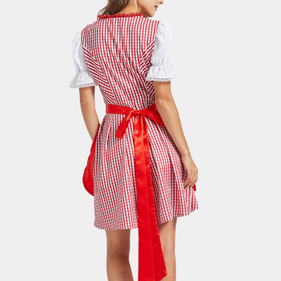 Dirndl Damen Kurz Kariert Rot Klassisch - Irmgard