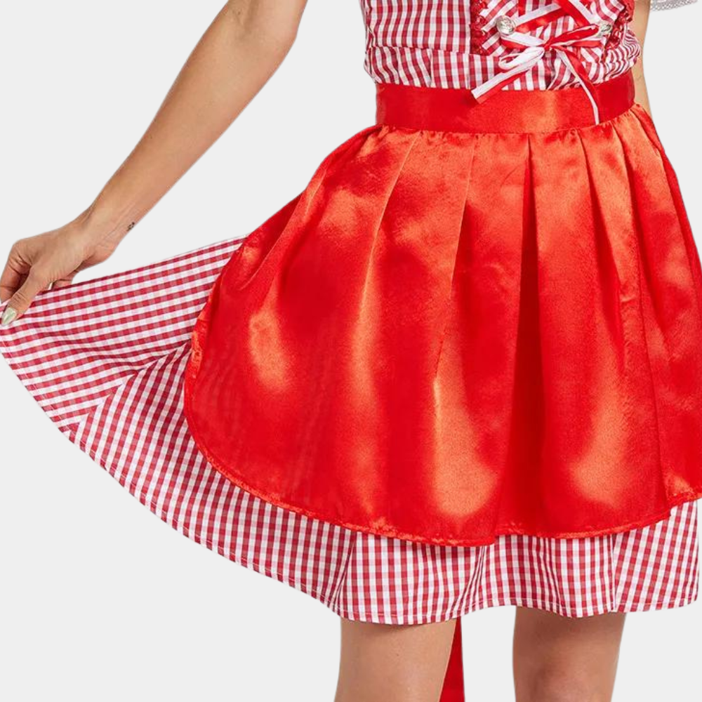 Dirndl Damen Kurz Kariert Rot Klassisch - Irmgard
