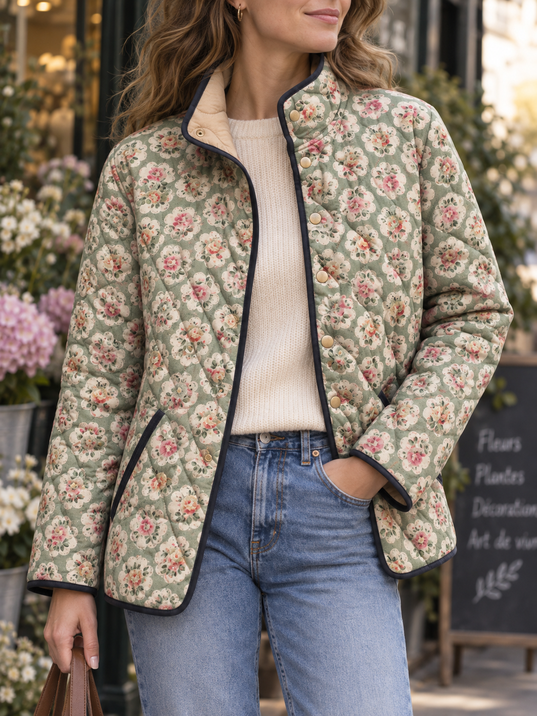 Blumen-Steppjacke