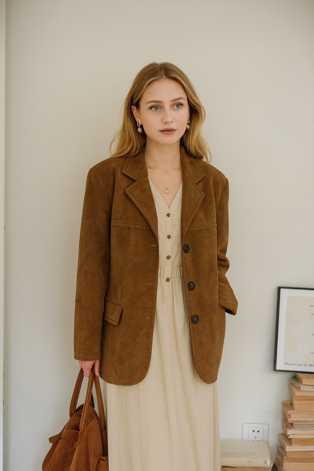 Brauner Vintage-Blazer aus Wildleder - Melissa