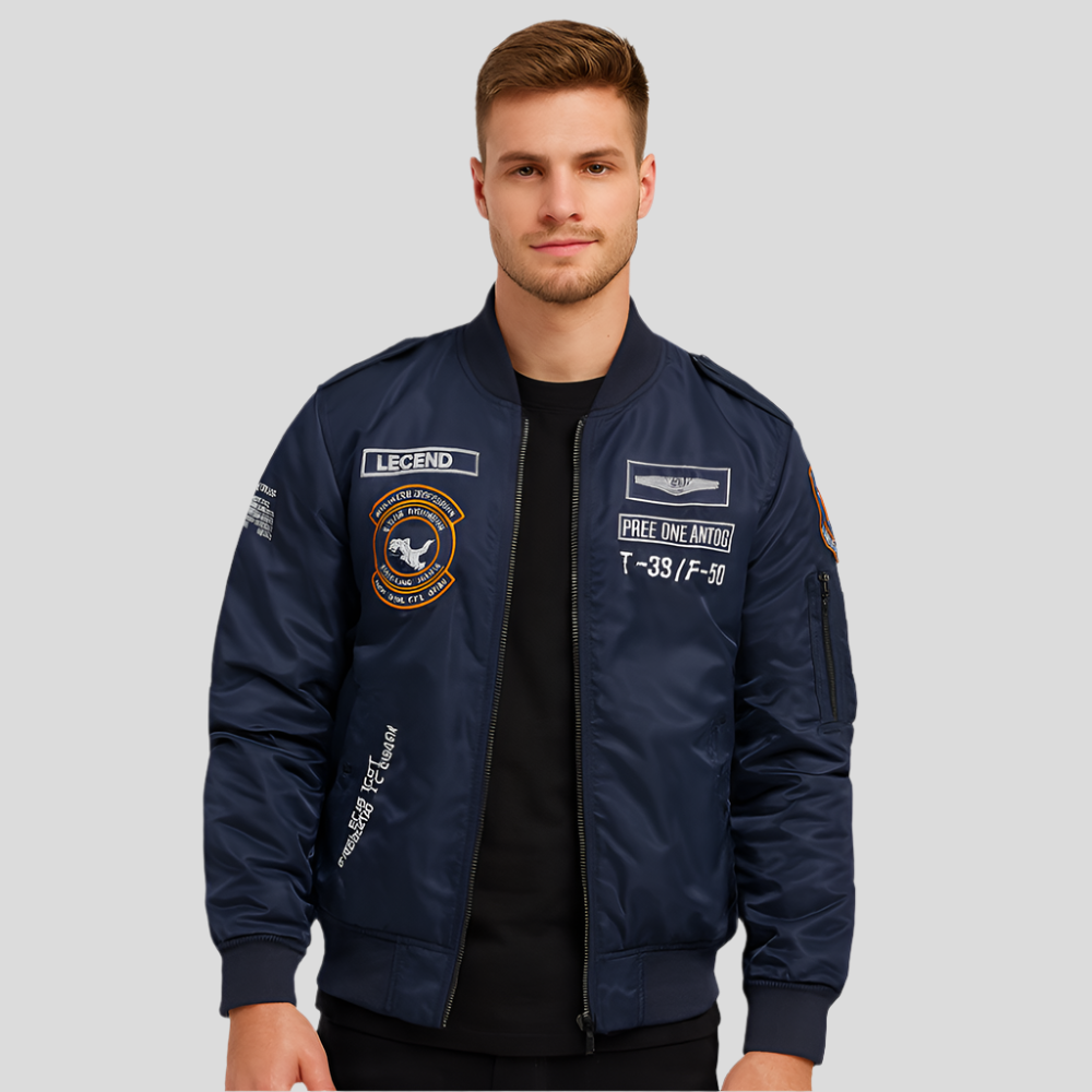 Herren-Bomberjacke mit gestickten Patches - Frederick