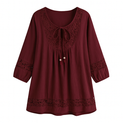 Damen-Spitzenbluse mit Schleife vorne - Marena