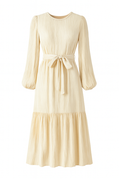 Langärmeliges Kleid mit Falten - Althia