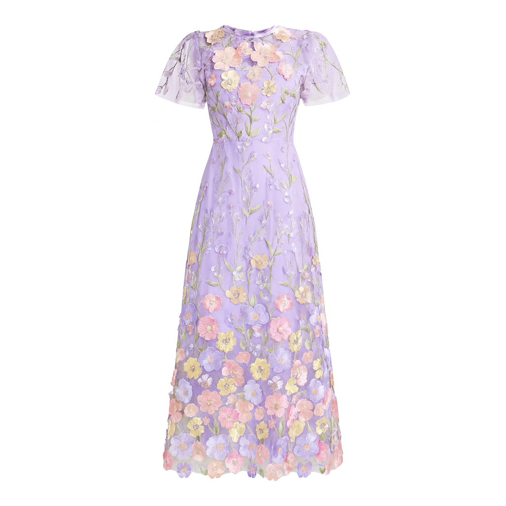 Besticktes florales langes Kleid Frau - Fiorella