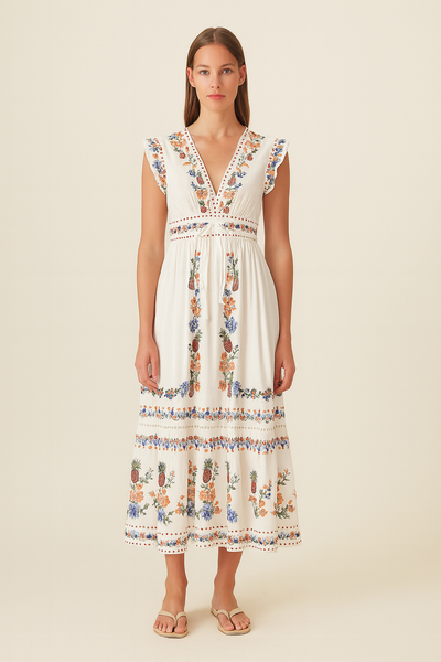 Bohème besticktes langes Kleid für Frauen - Ameyal