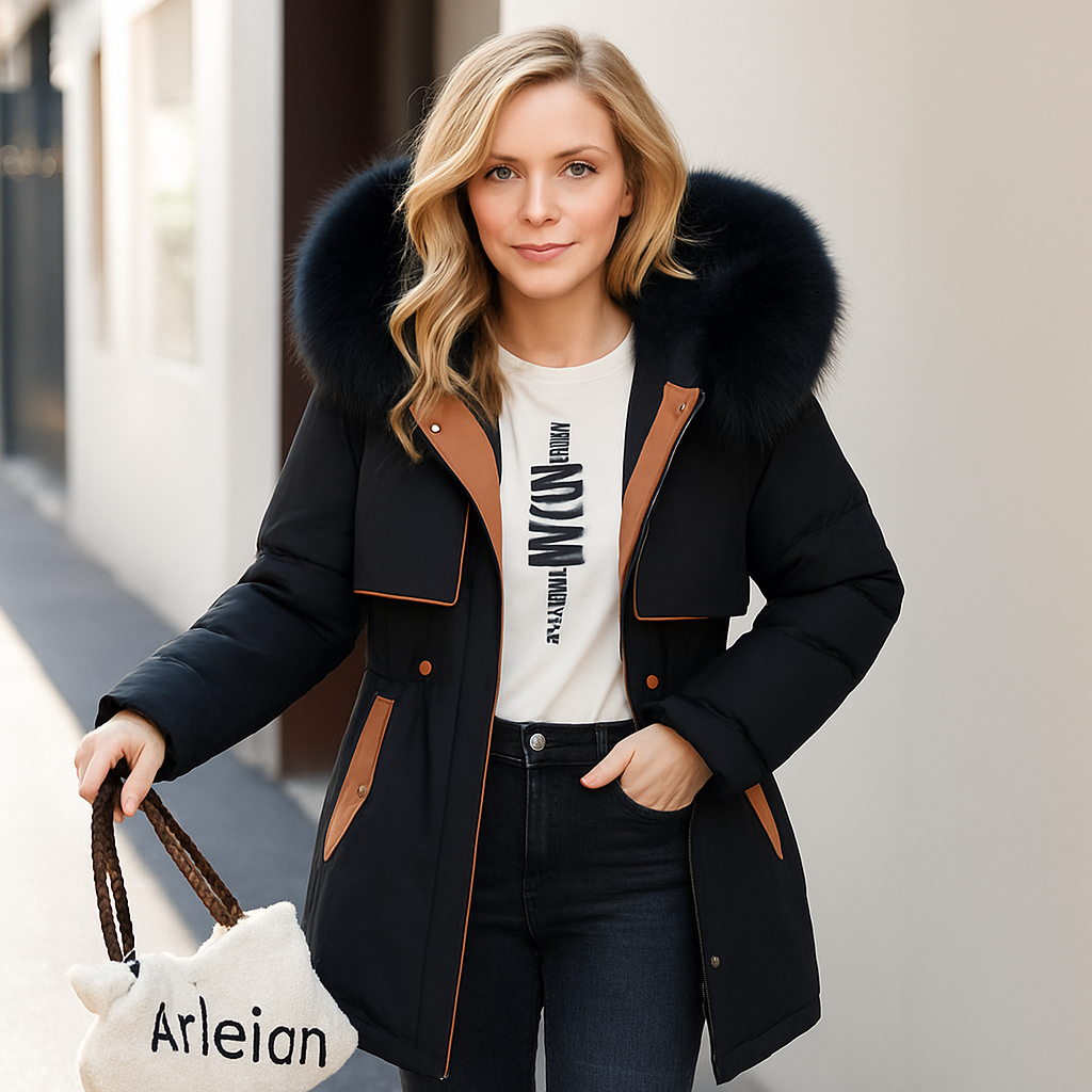 Lange Damenjacke mit Pelzkragen - Mirelle