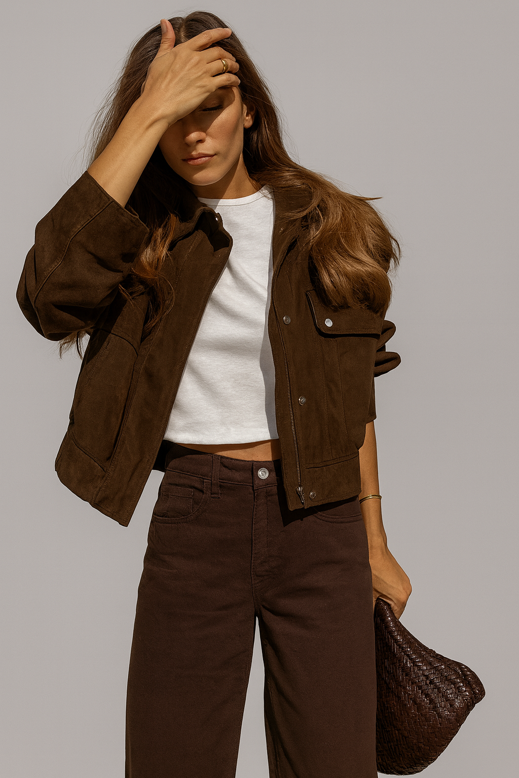 Damenjacke aus Wildleder mit Fronttaschen - Mireane