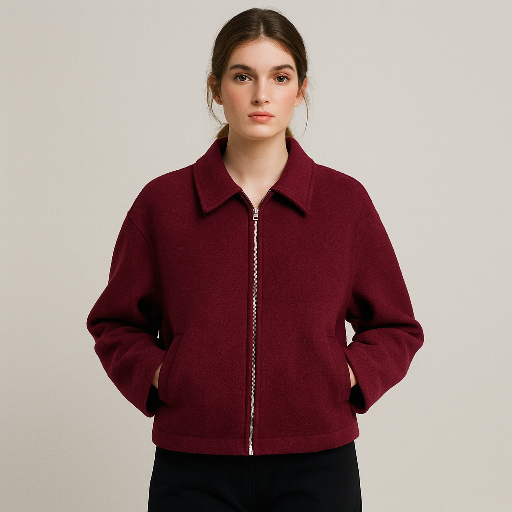 Kurze Wolljacke mit Reißverschluss für Damen - Sonia