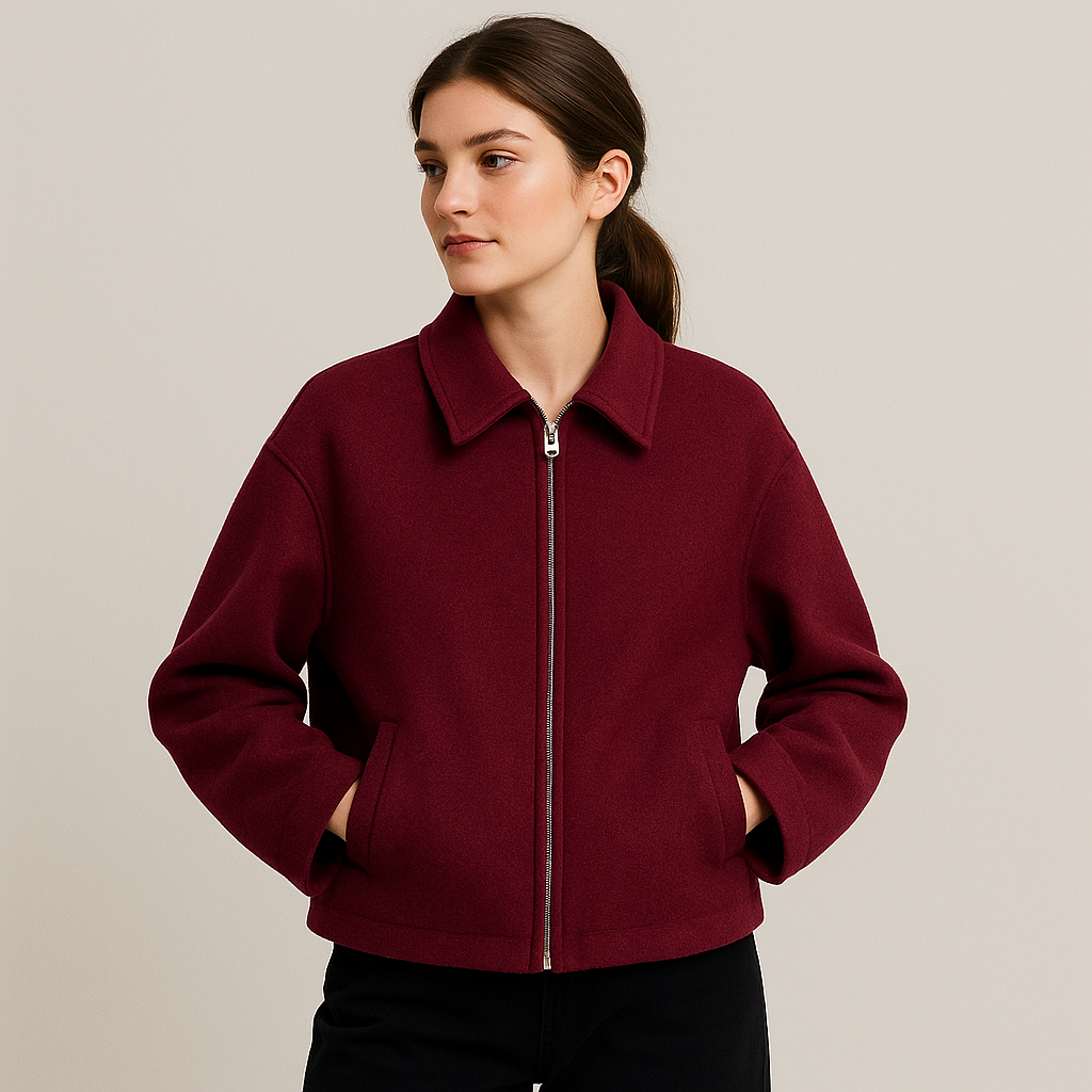 Kurze Wolljacke mit Reißverschluss für Damen - Sonia